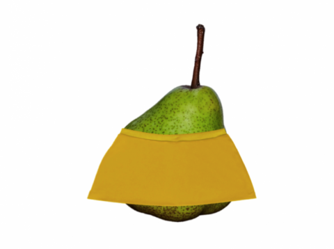 A pear in a skirt.