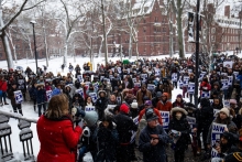 Day 1 of the Graduate Student strike in Harvard Yard