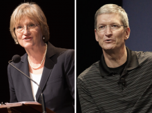 Drew Faust and Tim Cook