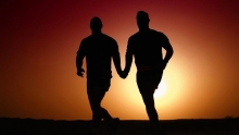 A romantic couple (silhouetted)