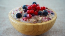 A bowl of overnight oats.