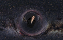 A woman in a black hole.